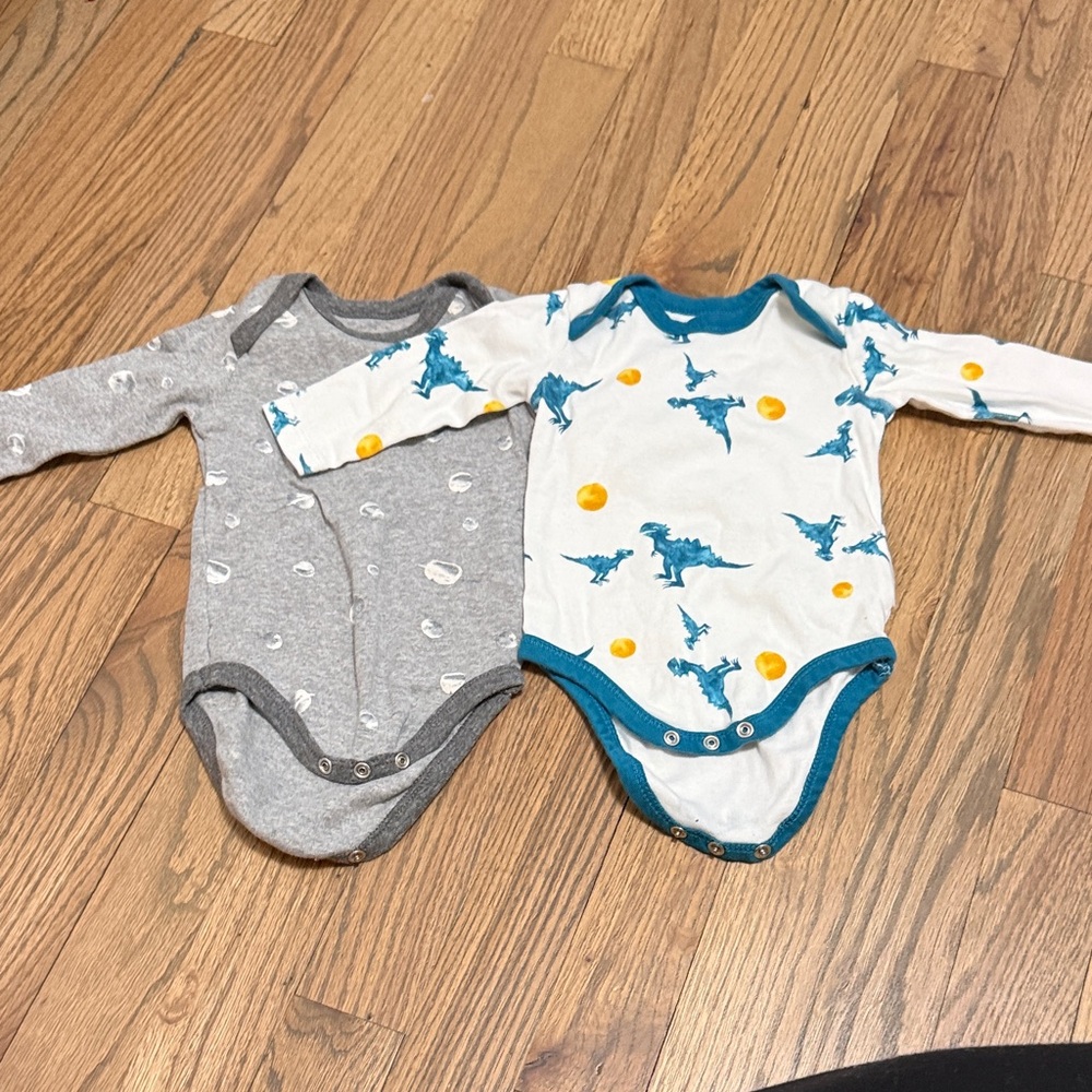 Dinosaur Print and Gray Kids Pajama Bodysuit Set